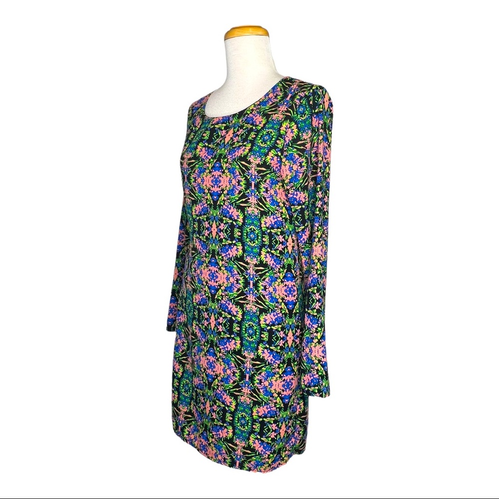 LMD Shift Long Sleeve Dress Multicolor Abstract Design Style DR2328 Womens M - Picture 2 of 10